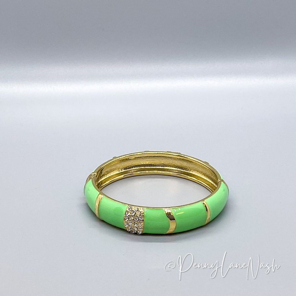Vintage Crystal Stone Cluster Stripe Bangle Bracelet - Picture 5 of 7